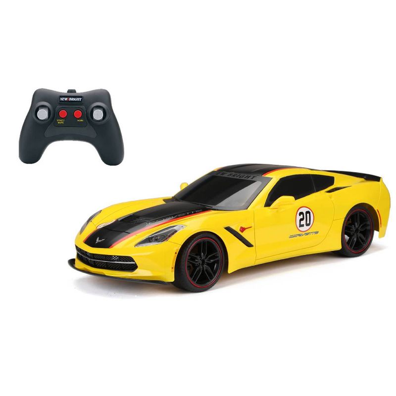 New Bright R/C Showcase Sportscar Racing Corvette C7 Yellow 9 .6v 1:8 Scale