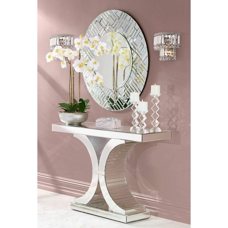 Vienna Full Spectrum Modern Wall Light Sconce Satin Nickel Hardwired 10" Wide Fixture Tiered Crystal for Bedroom Bathroom Hallway