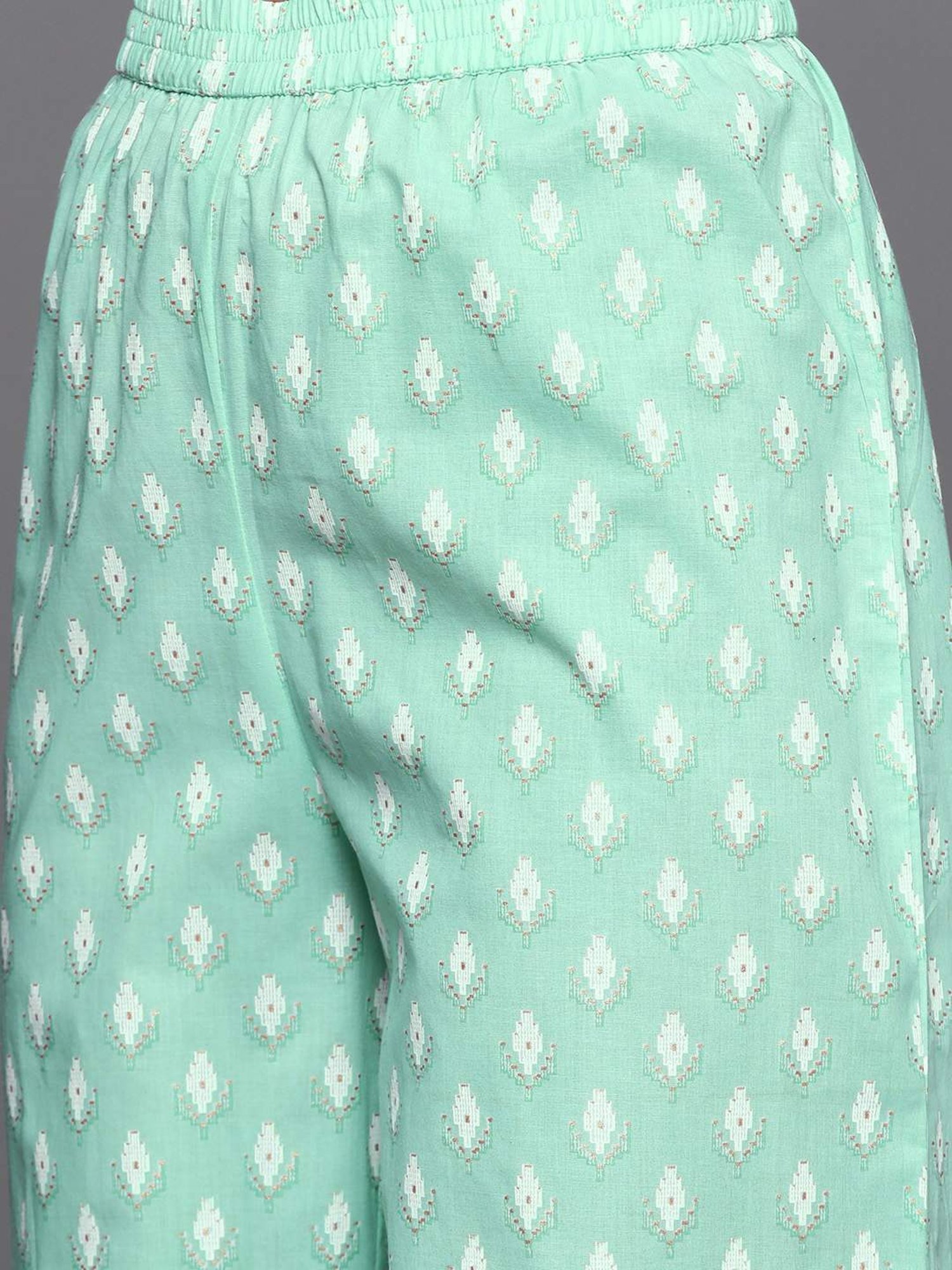 Varanga Blue Cotton Printed Kurta Palazzo Set With Dupatta