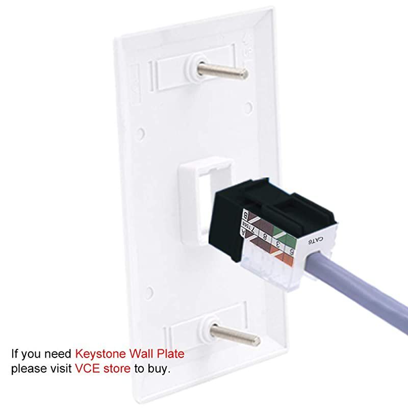 25-Pack Cat6 RJ45 90-Degree Keystone Jack Insert, Ethernet UTP Cat6 Keystone Jacks (Black) UL Listed