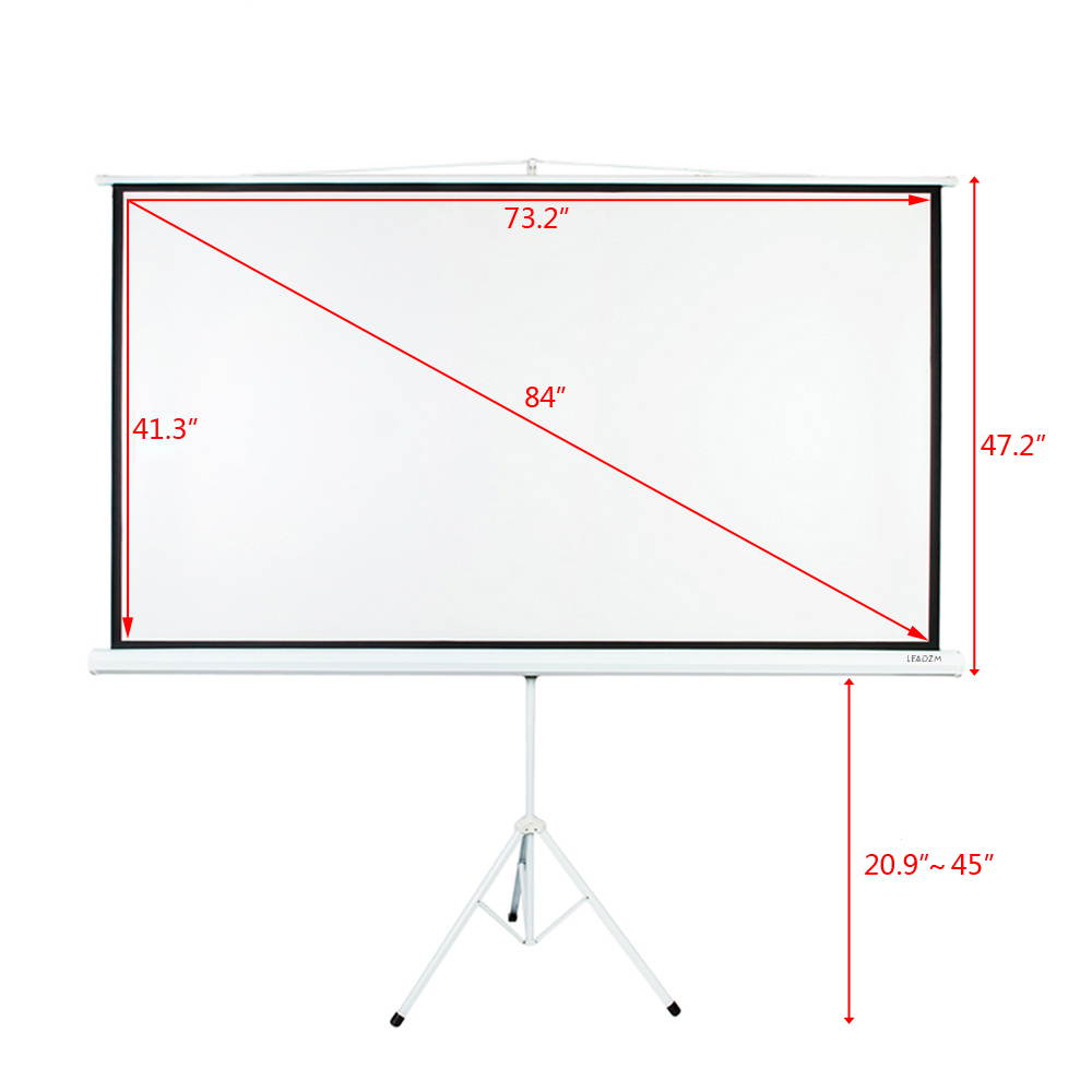 Leadzm 84" INCH 16:9 HD Portable Pull Up Projector Screen Home Theater Stand Tripod