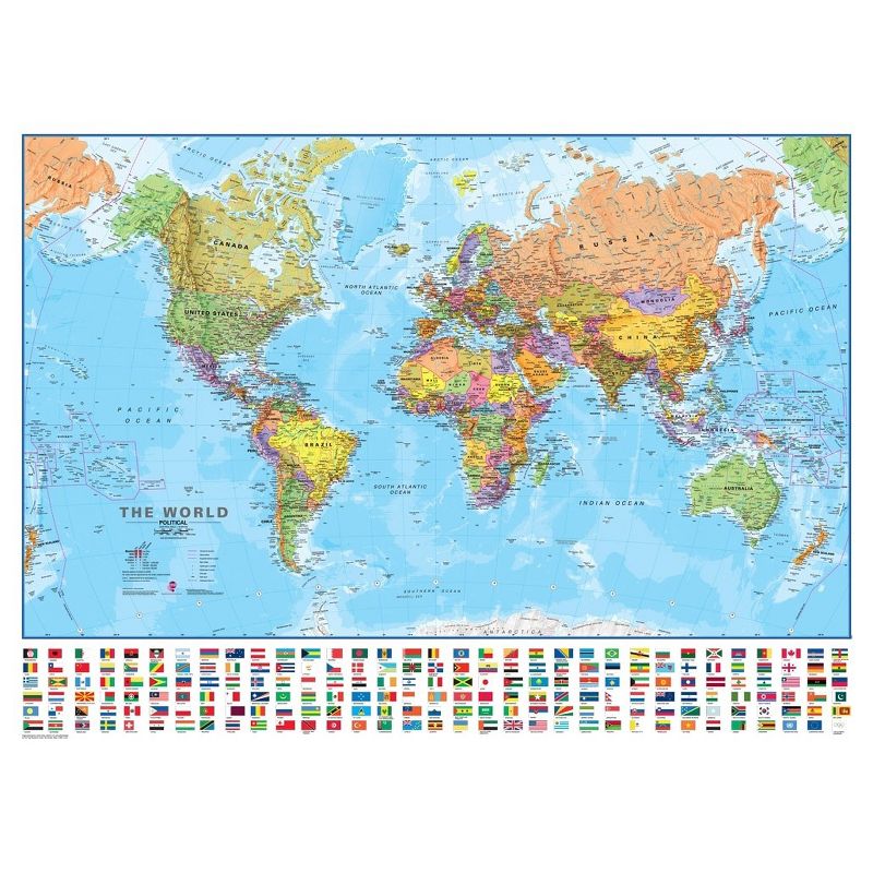 Maps International 1:30 Scale Laminated World Wall Map