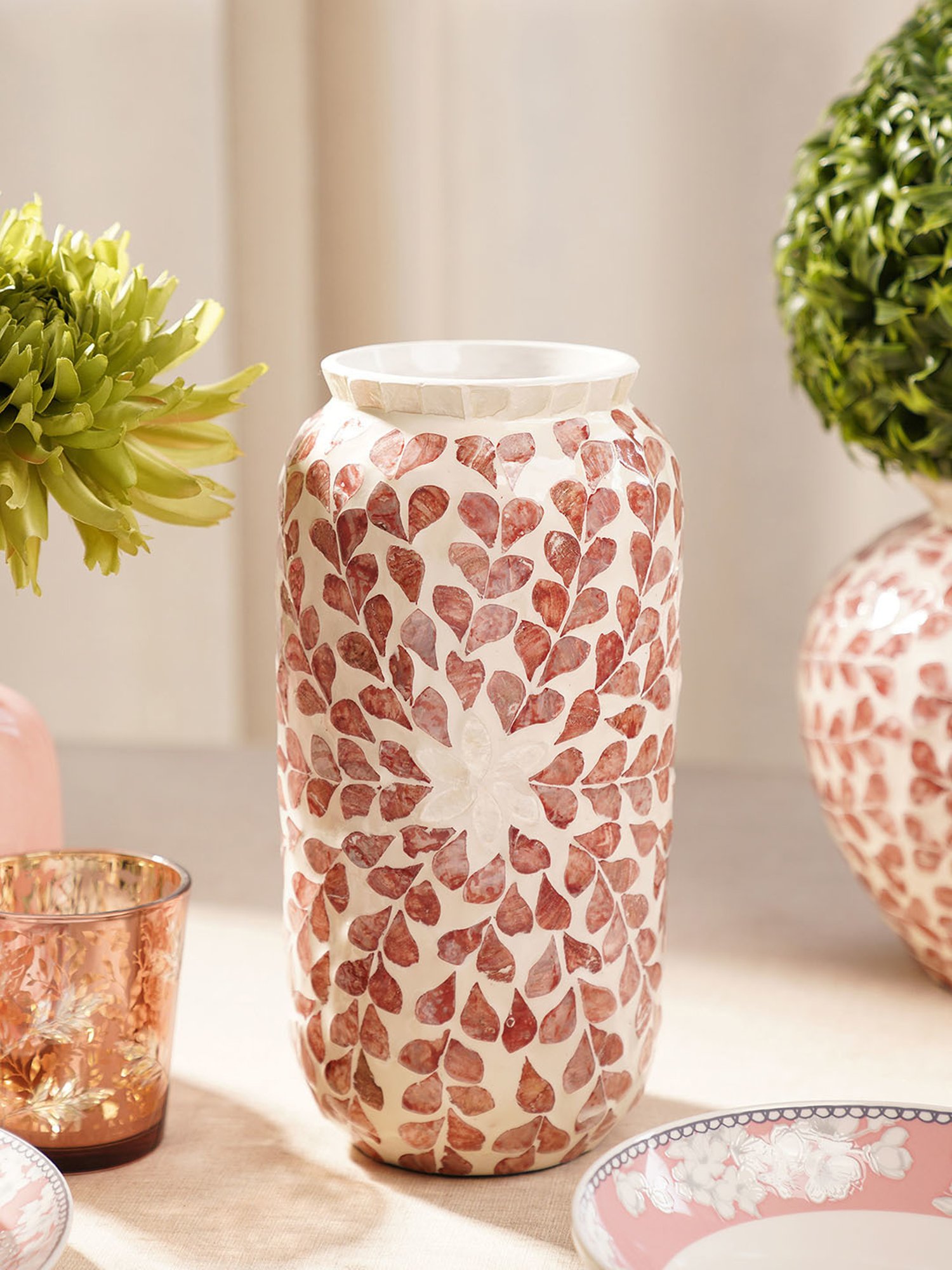 Pure Home and Living Pink Mother of Pearl Vase