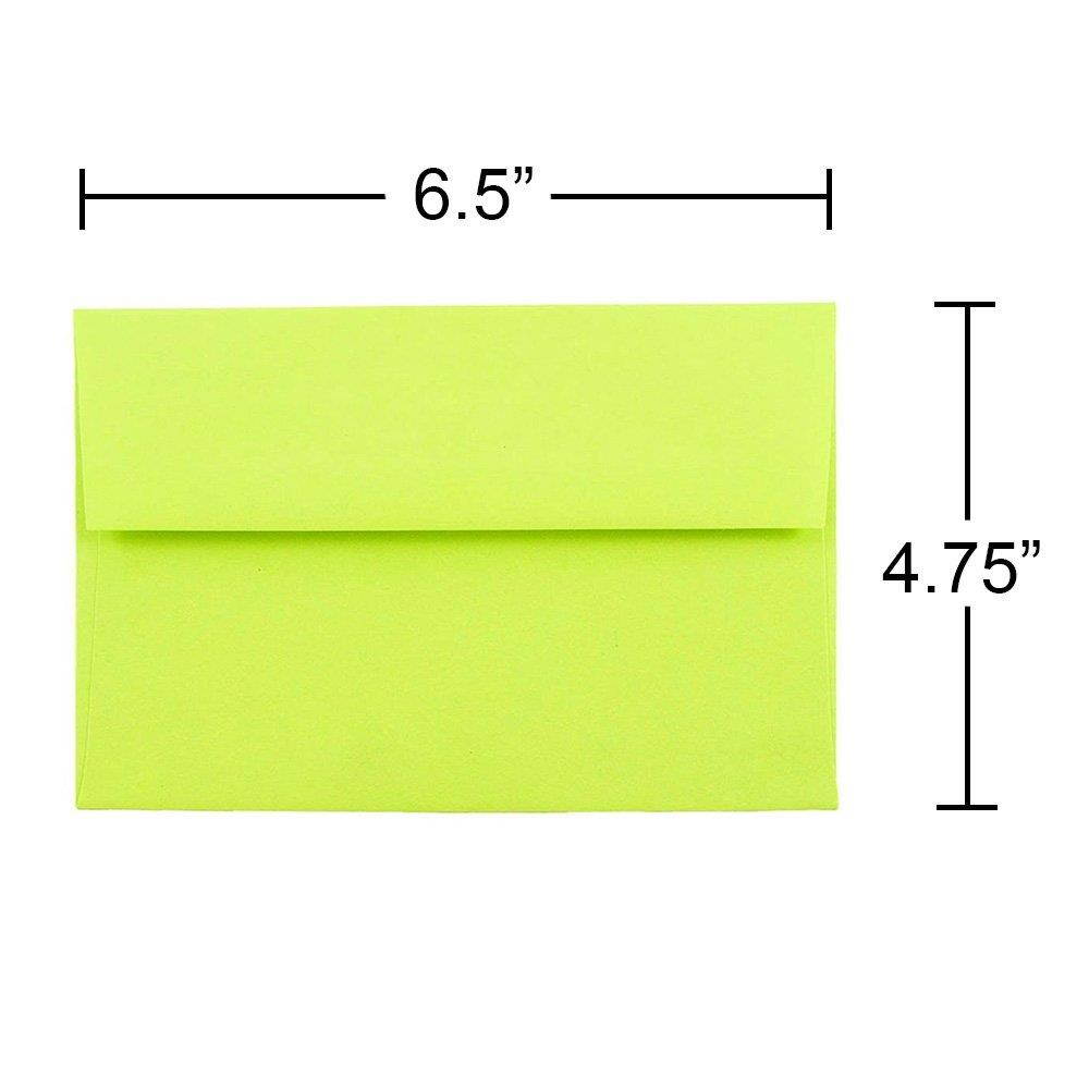 JAM PAPER A6 Colored Invitation Envelopes - 4 3/4 x 6 1/2 - Ultra Lime Green - 50/Pack
