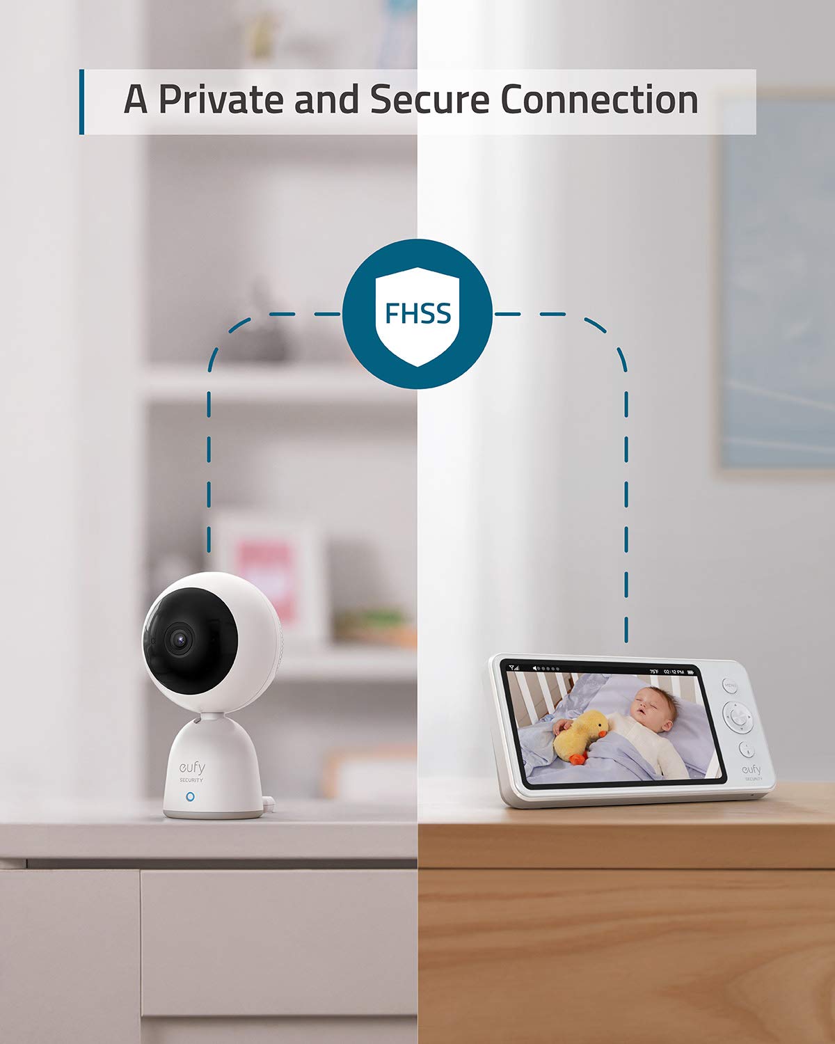 eufy Security Video and Audio Baby Monitor, 720p Resolution, Large 5" Display, 5,200mAh Battery, 2-Way Audio, Night Vision, Lullaby Player, 1000 ft. Range, Ideal for New Moms, Manual Pan & Tilt