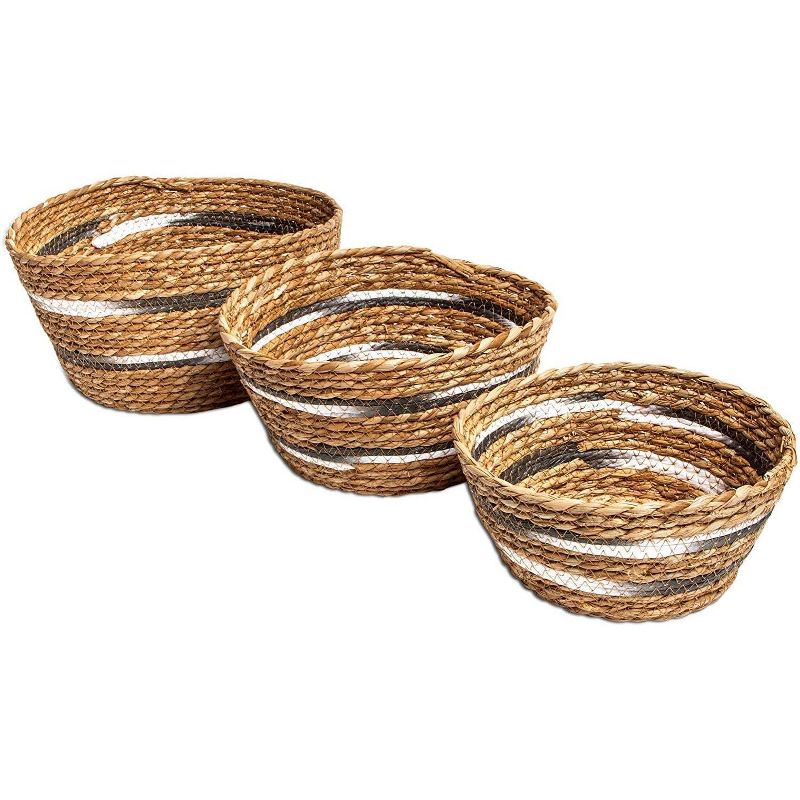 Farmlyn Creek 3-Pack Round Wicker Nesting Baskets for Storage and Organization (3 Sizes)