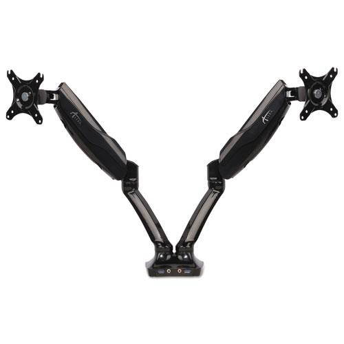 Alera AdaptivErgo Heavy-Duty Articulating Dual Monitor Arm USB/ Audio 30" Blk