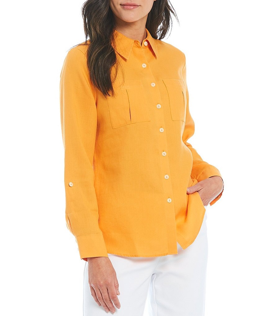 Investments Petites Hannah Gold Label Non-Iron Hemp Relaxed Shirt