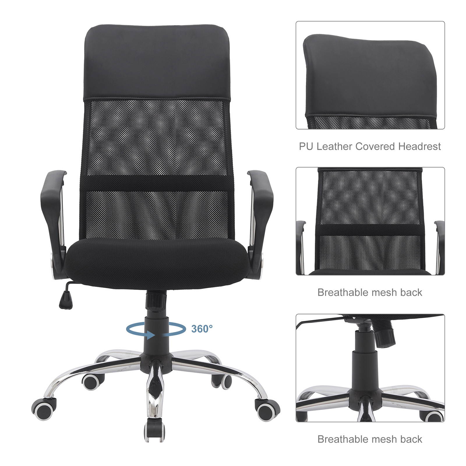 YOUTHUP Office Chair Ergonomic Desk Chair Mesh Computer Chair Mid Back Mesh Home Office Swivel Chair, Modern Executive Chair with Armrests Lumbar Support
