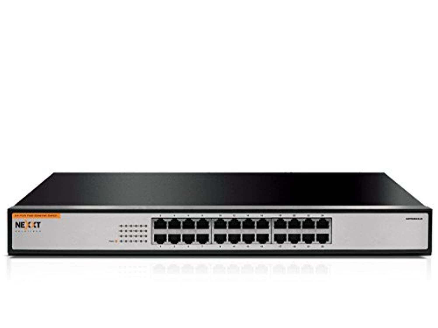 nexxt solutions 24-port ethernet switch | unmanaged & fanless with plug and play & metal rackmount