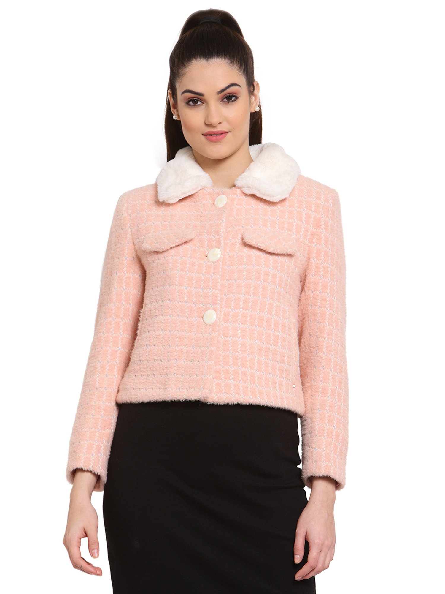 Juelle Pink Full Sleeves Casual Jacket