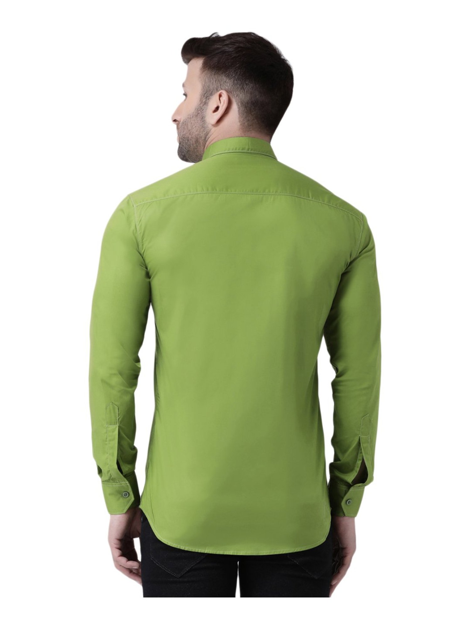 Hang Up Green Cotton Slim Fit Shirt