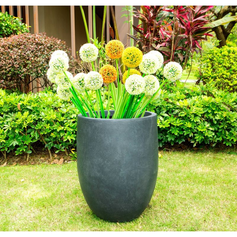 21.7" Kante Lightweight Outdoor Tall Concrete Planter Charcoal Black - Rosemead Home & Garden, Inc.