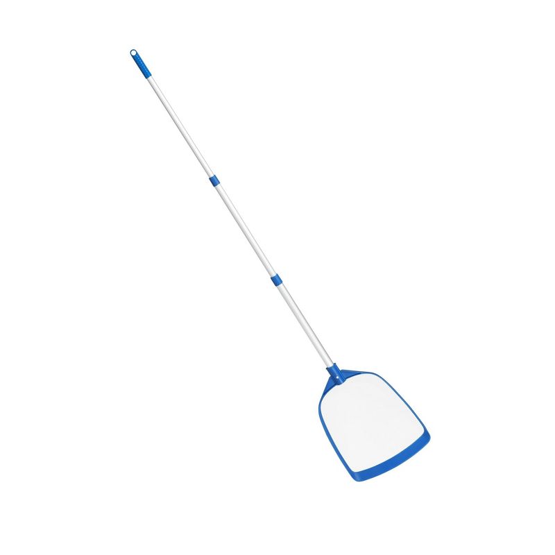 Bestway FlowClear 64 Inch Aboveground Swimming Pool Debris Leaf Skimmer Mesh Net Cleaning Maintenance Rake with Extendable Aluminum Handle
