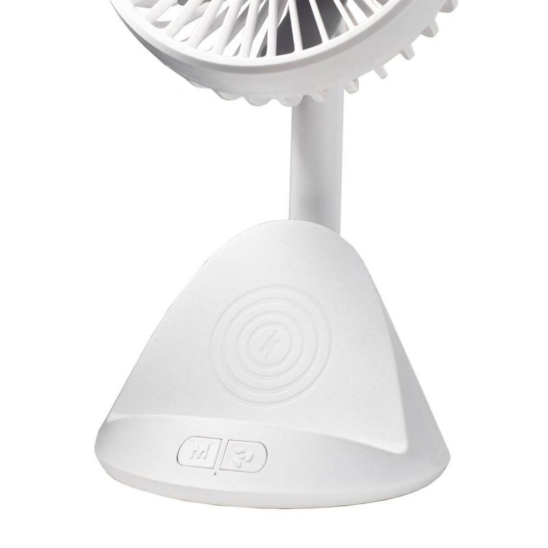 Comfort Zone Rechargeable Fan with Wireless Charger White