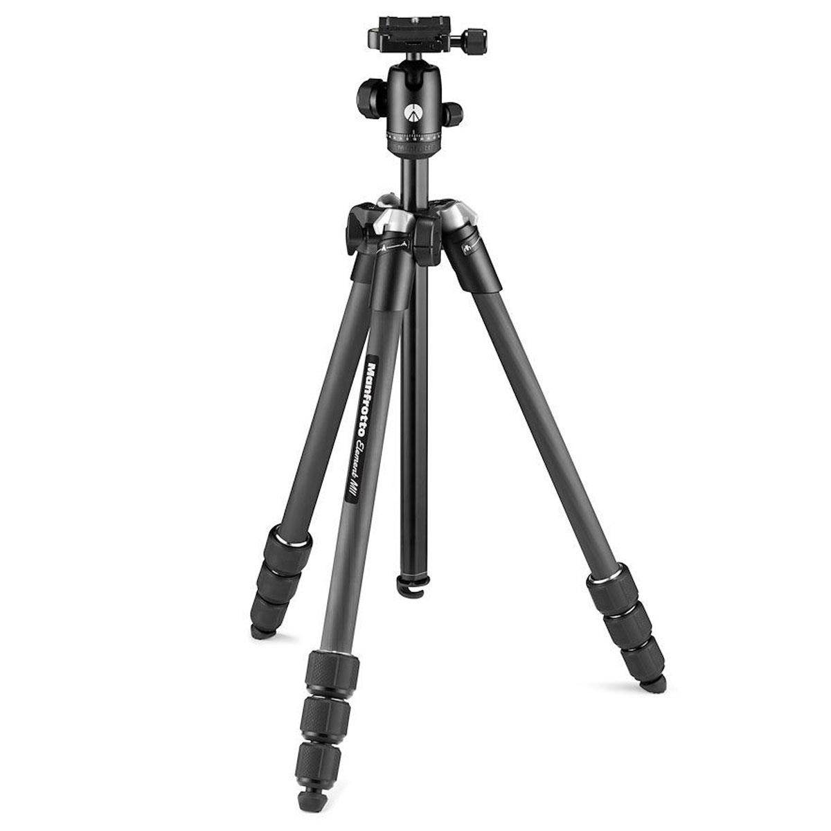 Manfrotto Element MII Mobile Bluetooth Carbon Fiber Traveler Tripod, Black