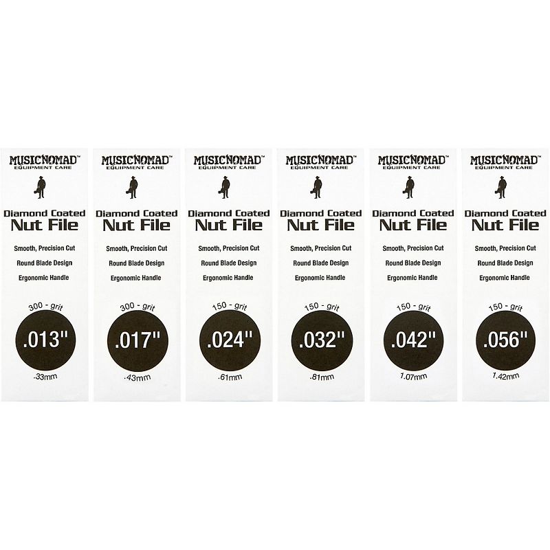 Music Nomad 6-Piece Acoustic Guitar Diamond Coated Nut File Set - Light/Medium Strings