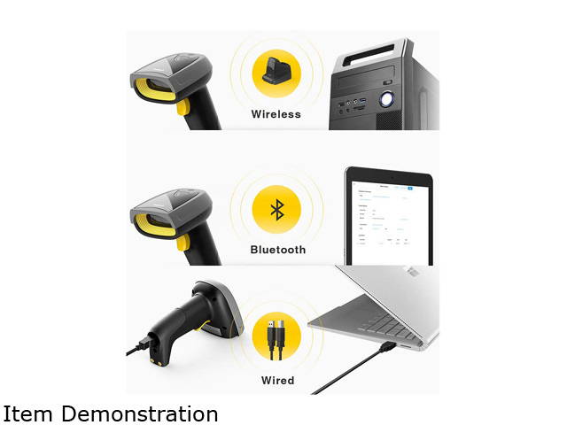 Inateck Barcode Scanner, QR Code Scanner with Smart Base, 2D, Wireless, Bluetooth, Read Screen, BCST-52 Black