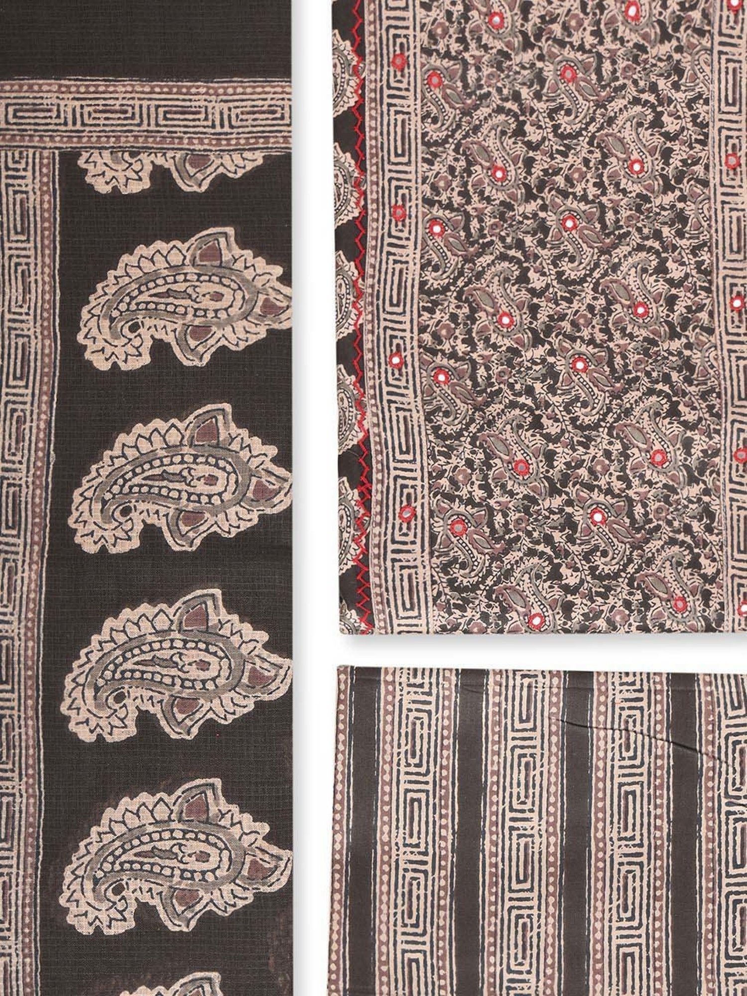 Kami Kubi Black Cotton Printed Unstitched Dress Material