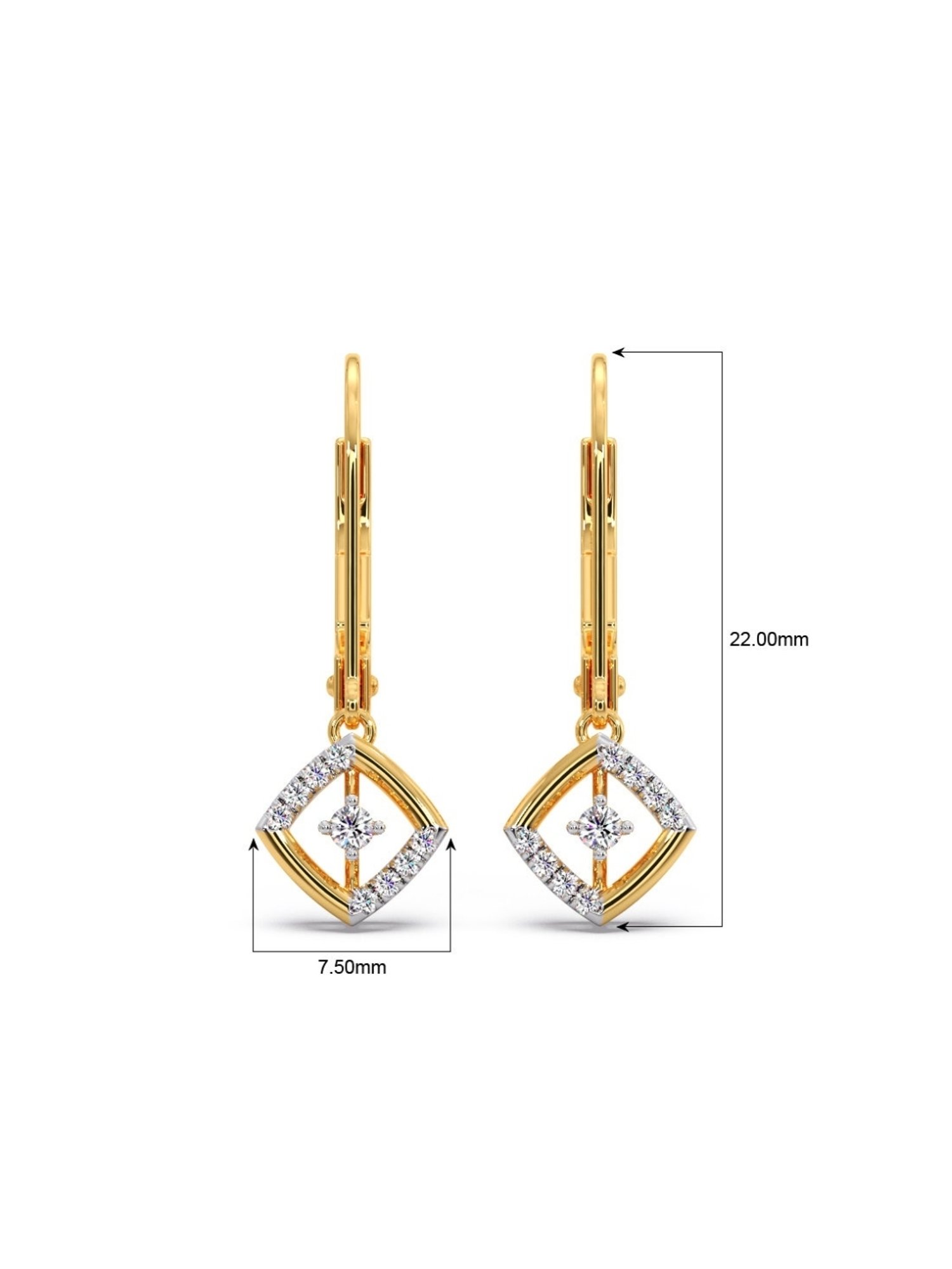 Candere by Kalyan Jewellers Peacock Collection 18k Yellow Gold Diamond Drop Earrings for Women