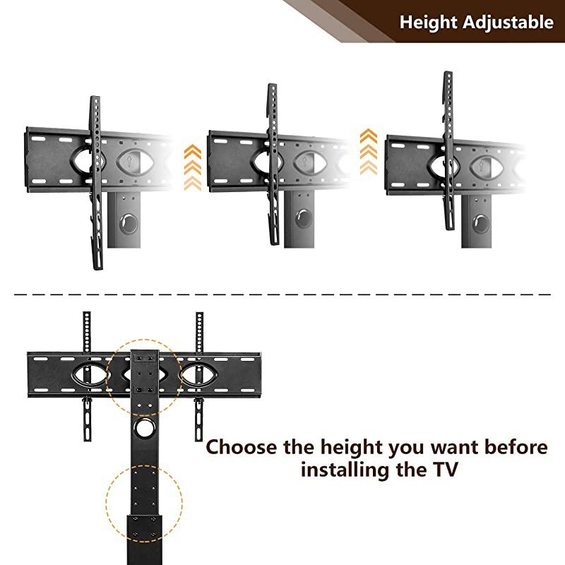 Tall Rolling Moblile Floor TV Stand Cart with Mount Lockable Caster Wheels and Audio Shelf for 37 40 42 47 50 55 60 65 70 inch LCD LED OLED QLED Flat Panel and Curved TVs