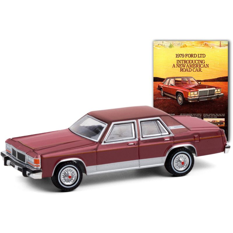 1979 Ford LTD Sedan Burgundy "Introducing A New American Road Car" "Vintage Ad Cars" Series 4 1/64 Diecast Model by Greenlight