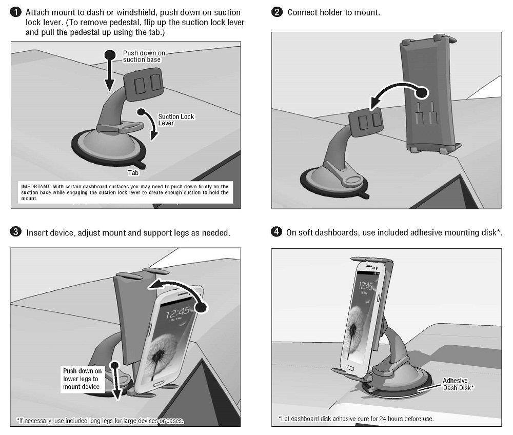 Arkon Windshield or Dash Phone and Midsize Tablet Car Mount for iPhone 7 6S 6 Plus 7 6S 6 Retail Black