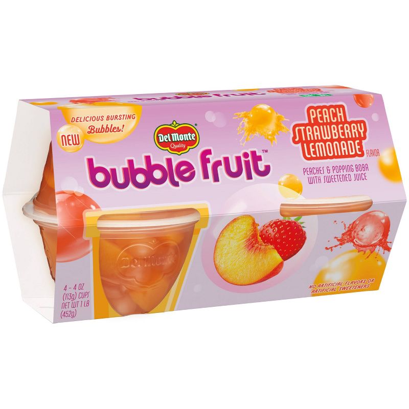 Del Monte Peach & Strawberry Lemonade Bubble Fruit Cups - 4ct