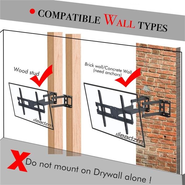 HOMEMAXS 32"-70" Corner Full Motion Articulating TV Wall Mount Bracket Max Weight 50Kg VESA 600*400