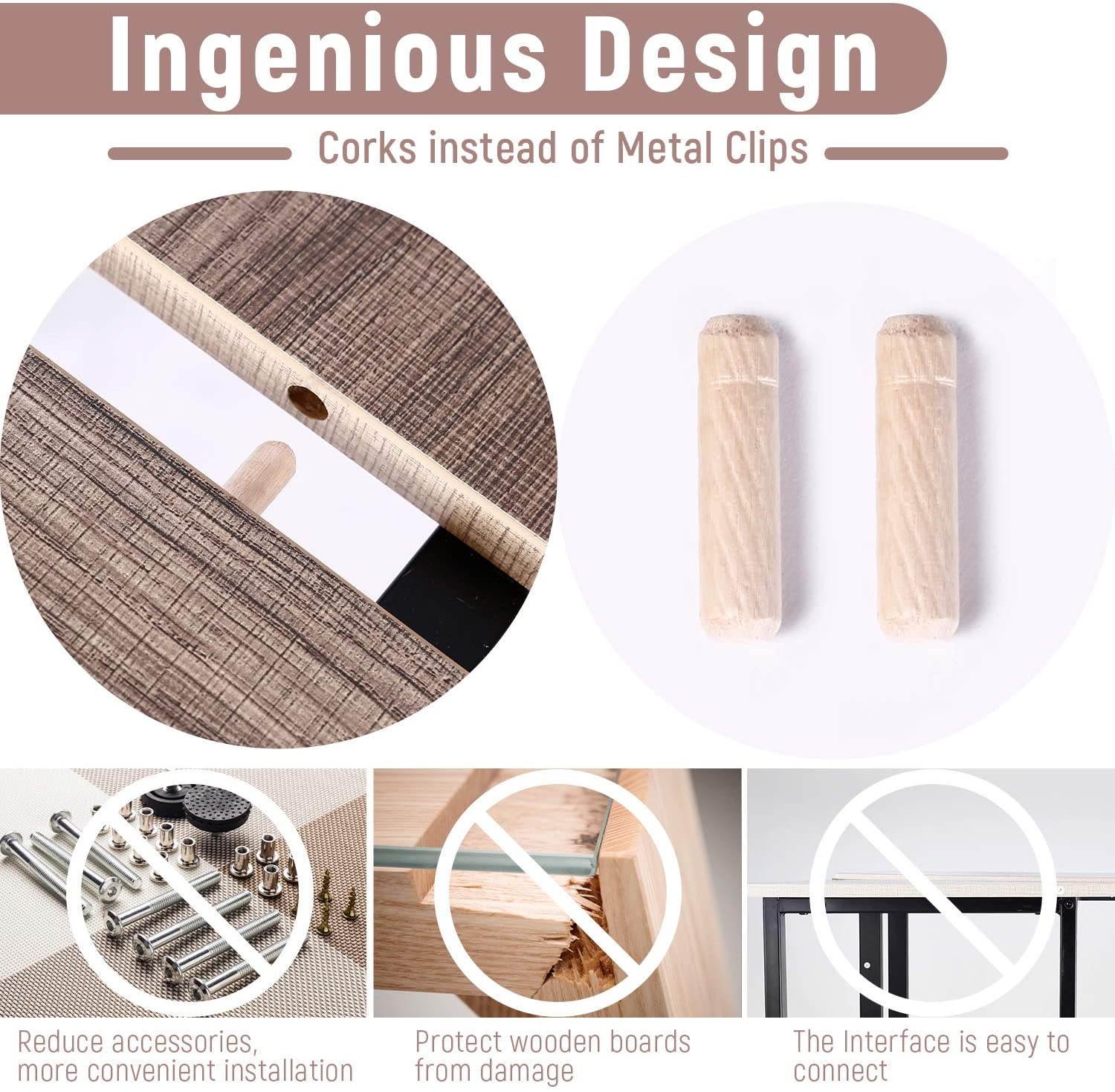 50.4'' Gaming PC Table L-Shaped Computer Desk Home Office Writing Desk with Cork Fixed Footrest Structure Corner Desk, 2-Piece, Brown