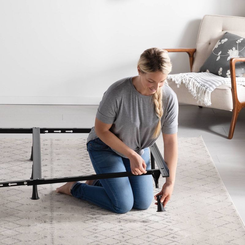 Universal Adjustable Metal Bed Frame with Center Support & Glides - Brookside