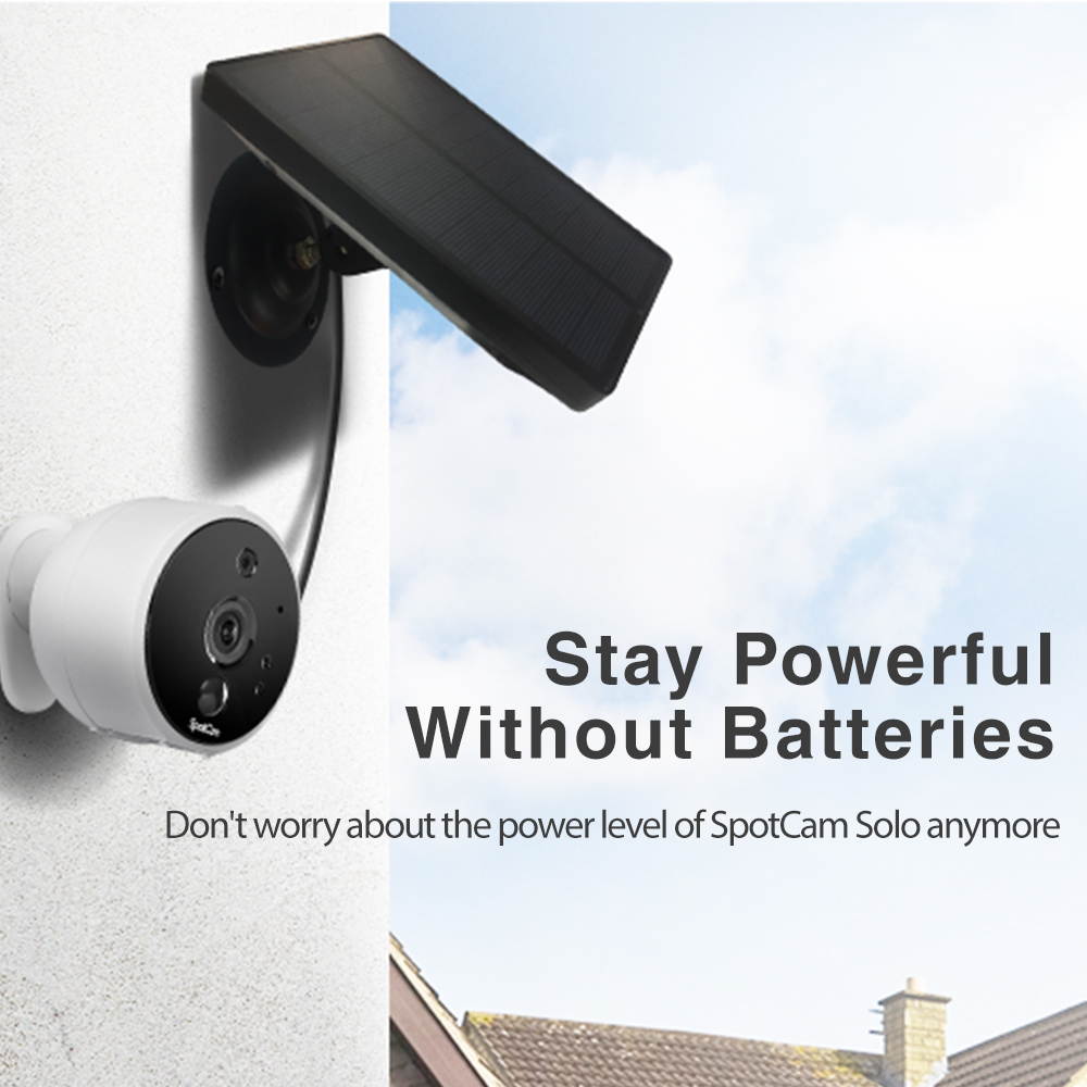 SpotCam Solar Power Bank, IP66 Weatherproof Solar Panel, 180-Degree Adjustable Wall Mount, Compatible with MicroUSB 5V Input Devices