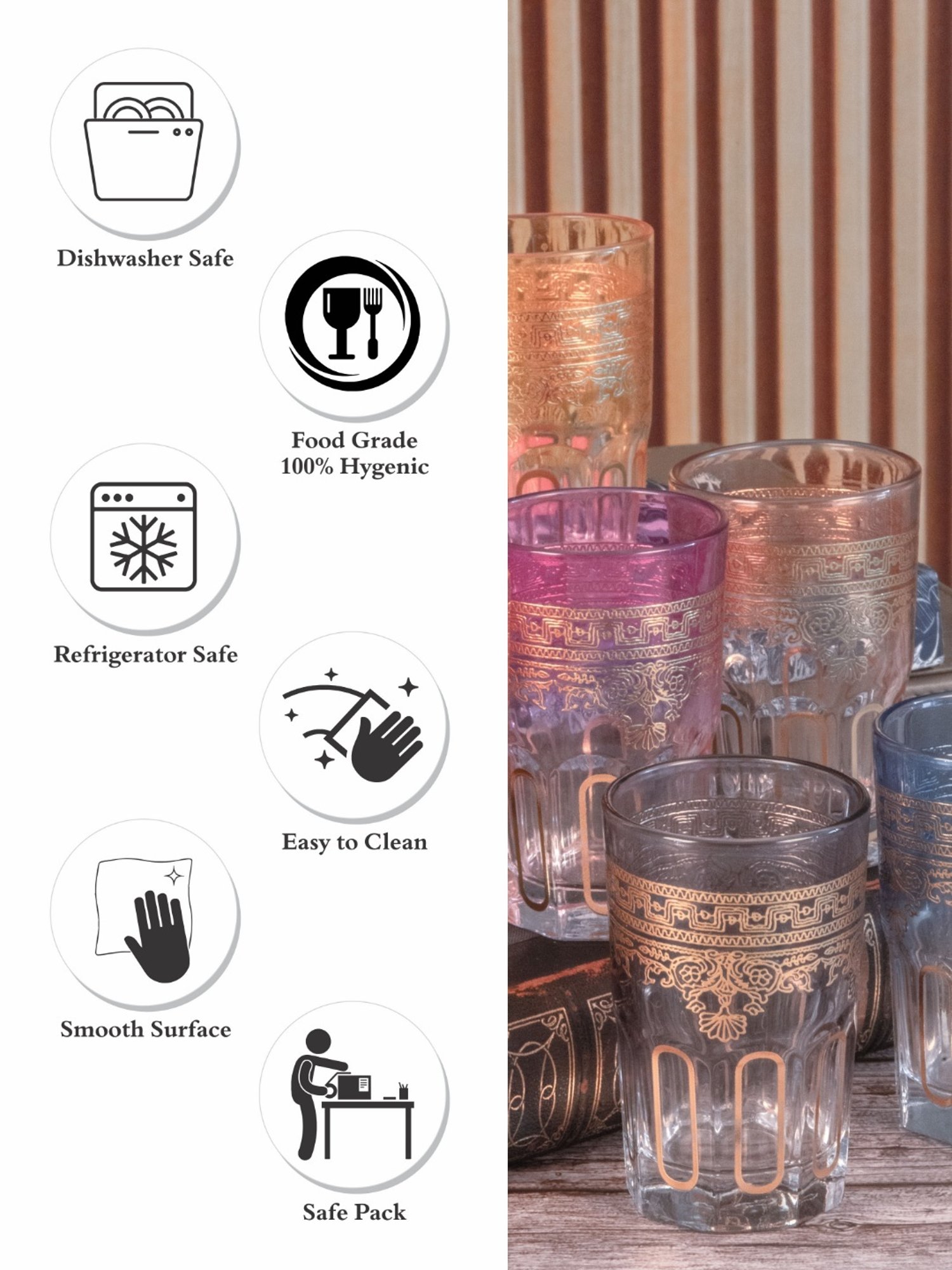 ROXX Transparent Glass Tumbler - Set of 6 (180ml)