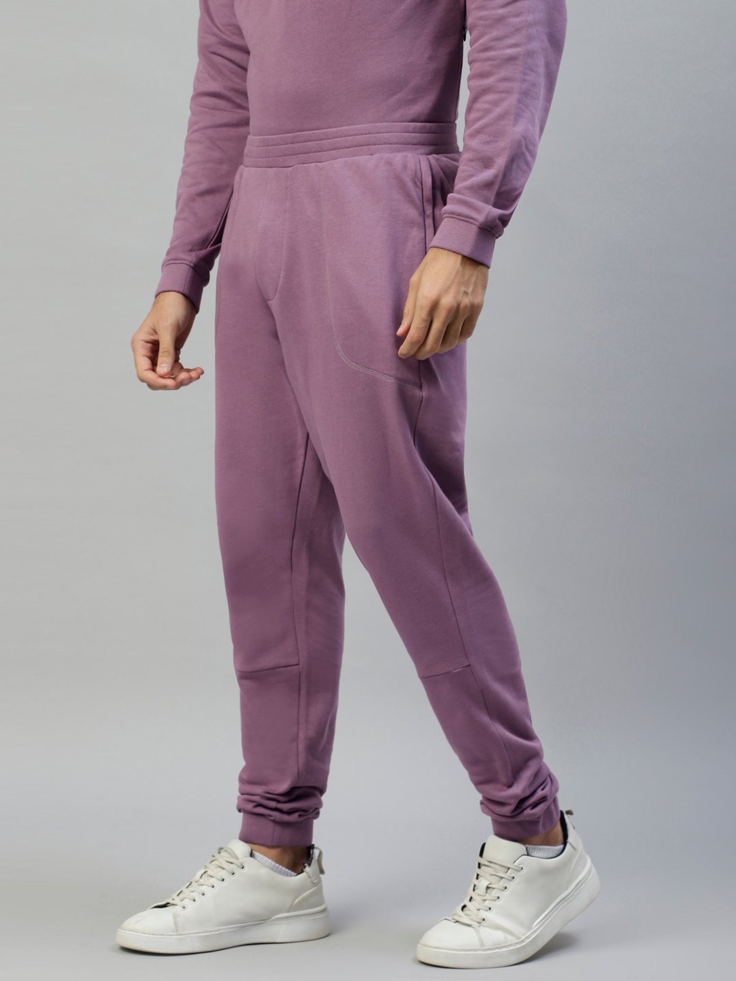 Slowave Purple Regular Fit Cotton Joggers