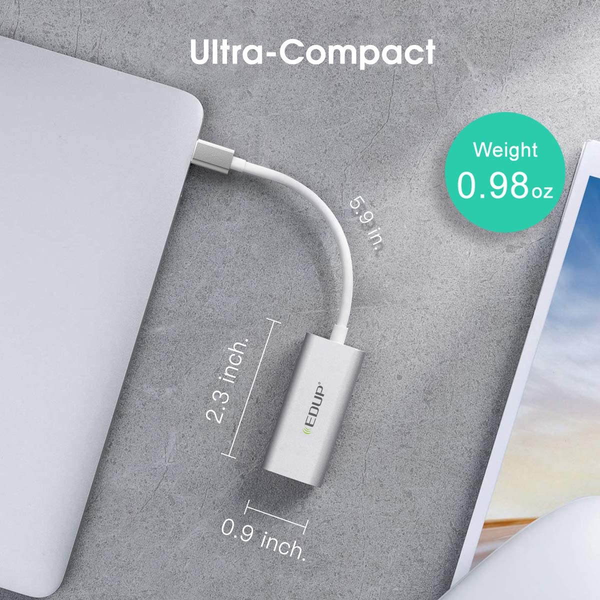 USB C to Ethernet Adapter, Type C to RJ45 Thunderbolt 3/Type-C Gigabit Ethernet LAN Network Adapter 10/100/1000 Mbps Compatible with MacBook Pro 2019/2018/2017, MacBook Air, Dell XPS and More
