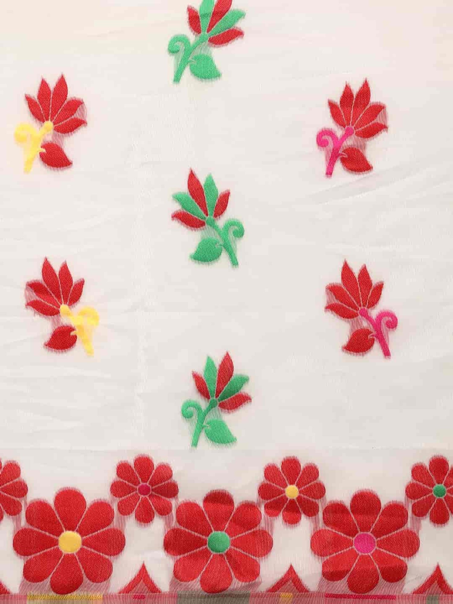 Silk Land White Cotton Woven Saree With Unstitched Blouse