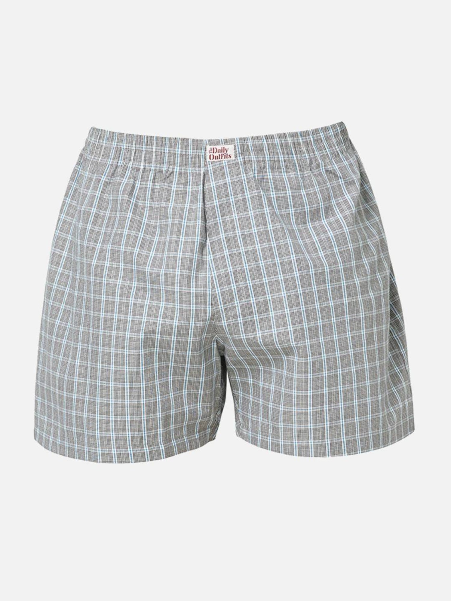 The Daily Outfits Green & Grey Cotton Regular Fit Checks Boxers - Pack Of 3