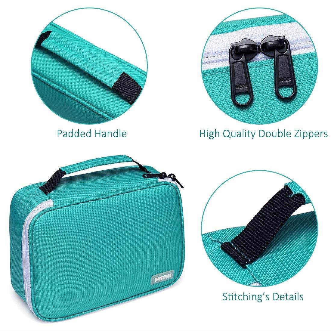 Large Pencil Case,VASCHY Art Color Pencils Pouch with 3 Detachable Layers Multiple Zip Pockets for School Office Stationary Organization Turq