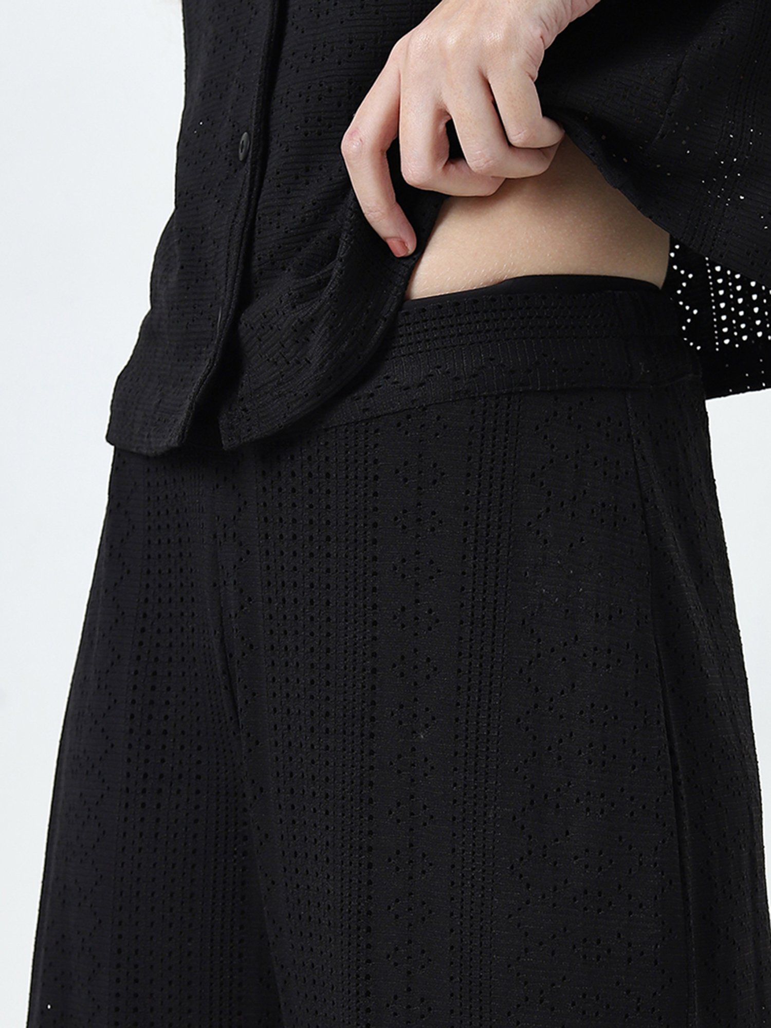 Superstar by Westside Black Embroidered High-Rise Pants