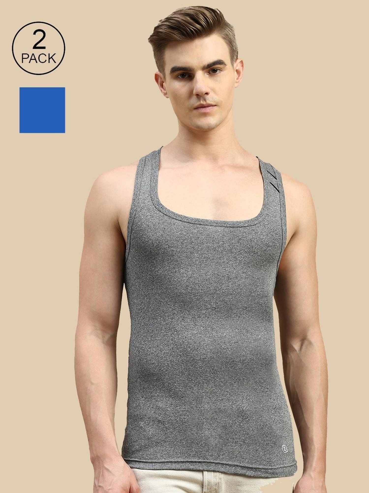 Zoiro Black Jaspe & Sky Diver Regular Fit Vest - Pack Of 2