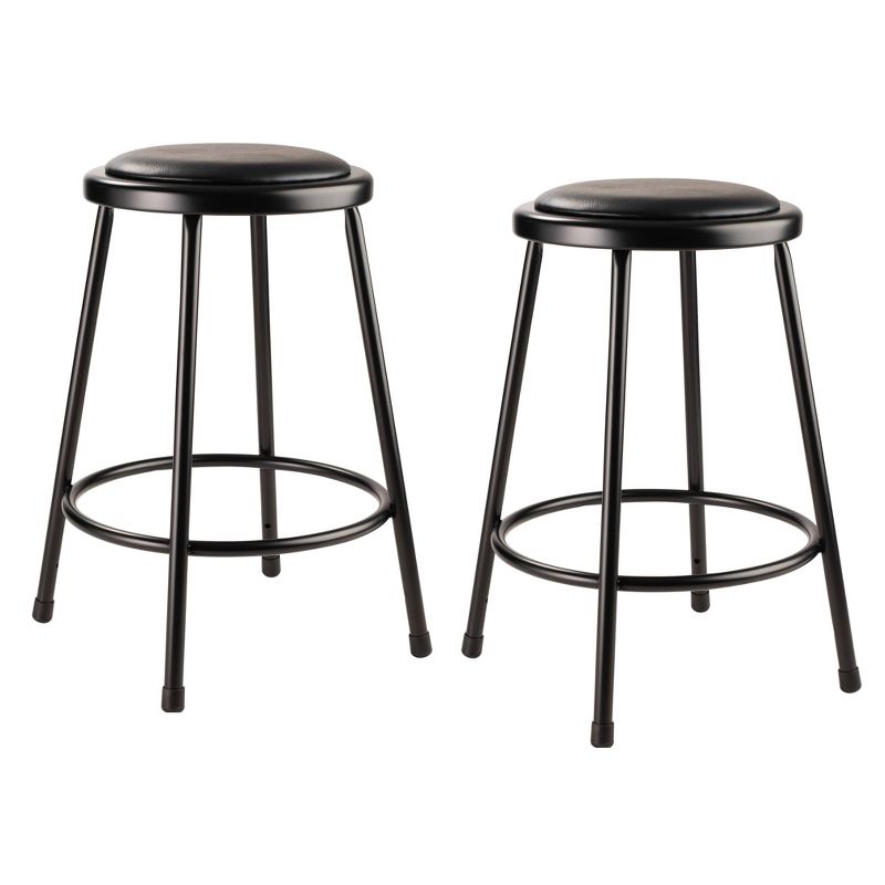2pk 24" Heavy Duty Vinyl Padded Counter Height Barstools Black - Hampton Collection