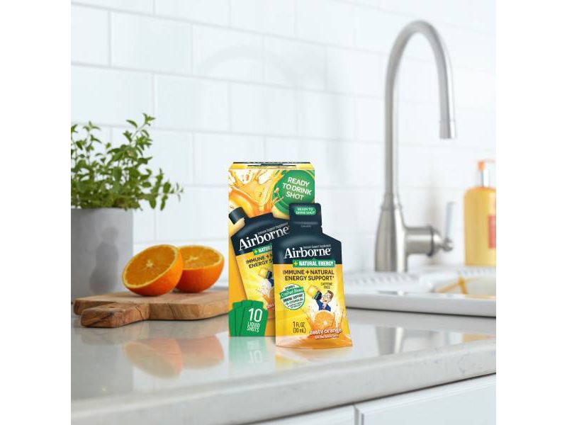 Airborne Plus Natural Energy Liquid Shot - Zesty Orange - 10ct