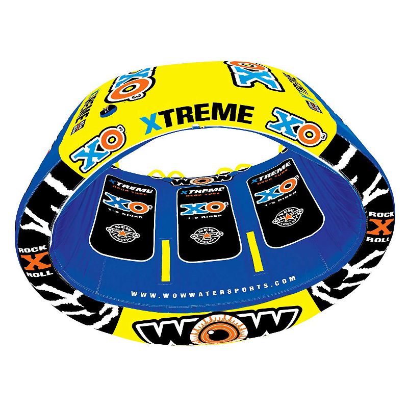 Wow Sports 3 Person XO Extreme Oval Shaped Inflatable Towable Rider Tube, Blue