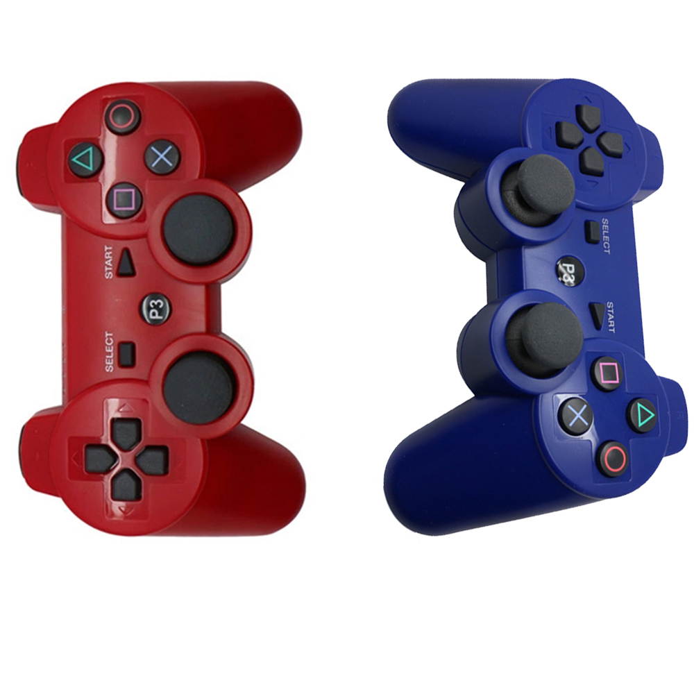 PS3 Controller Wireless Gamepad for PlayStation 3 Bluetooth Game Controller Remote Control Support PS3 with USB Cable (red + blue)