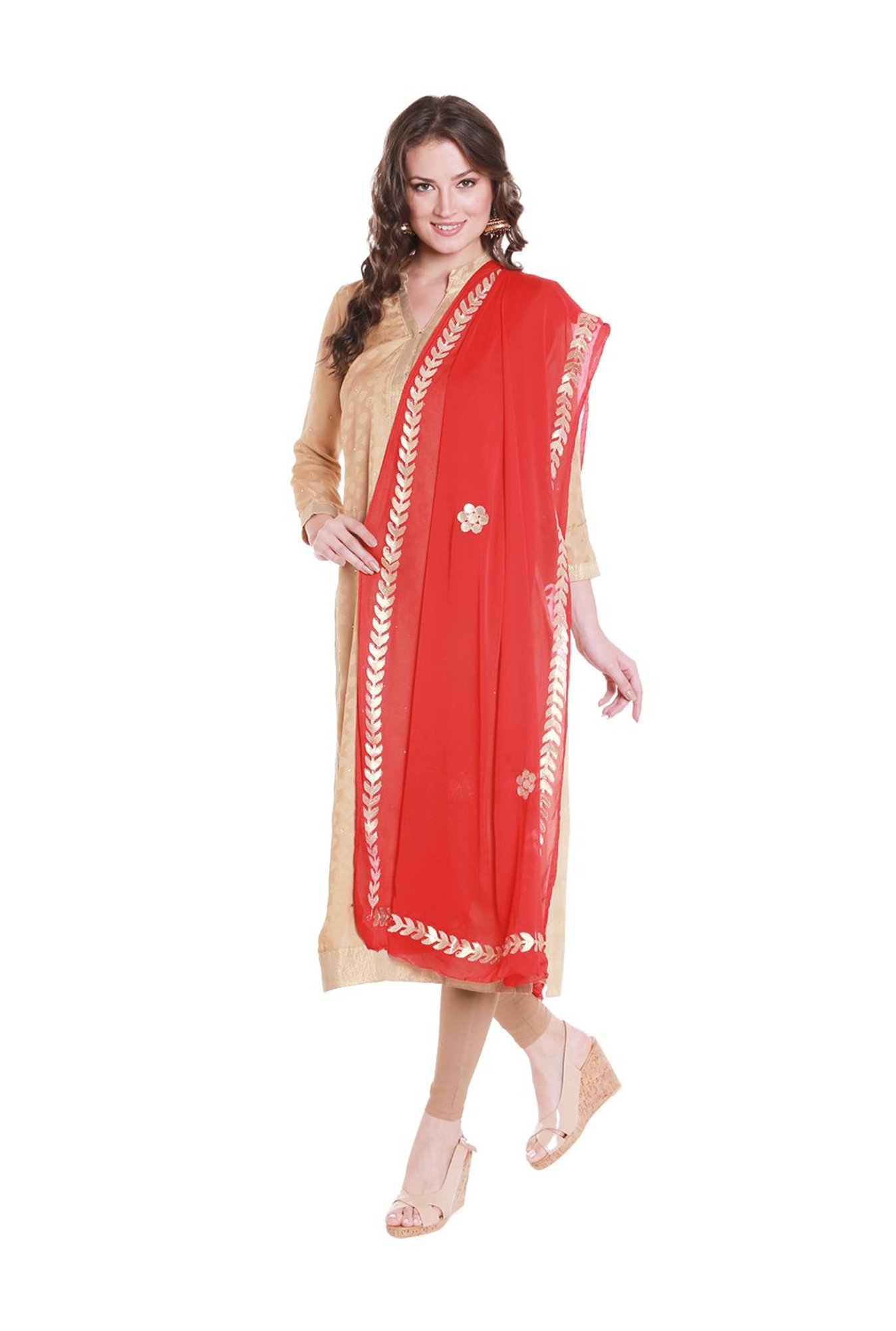 Stylum Red Plain Dupatta