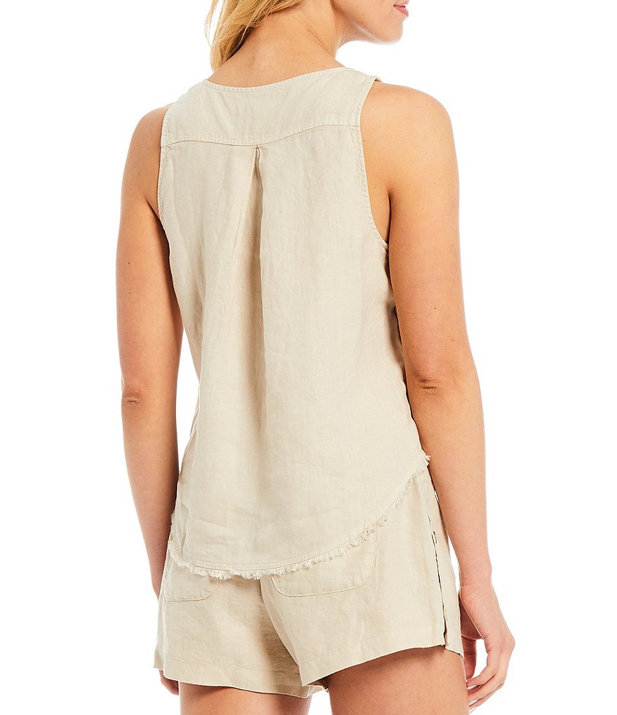 Cloth & Stone Woven Button Front Coordinating Side Fray Top