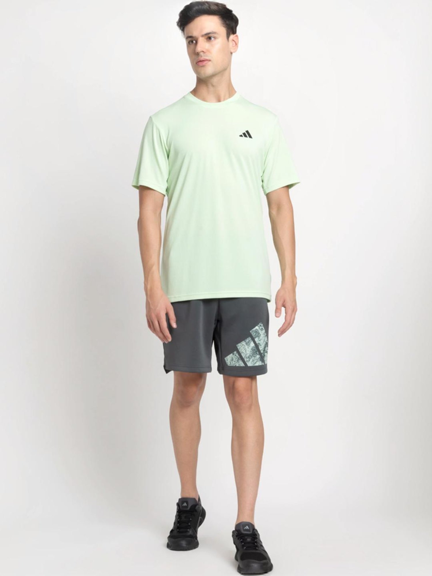 Adidas Green Regular Fit Texture T-Shirt