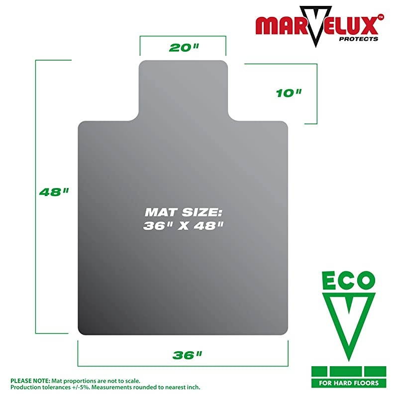 Enhanced Polymer EcoFriendly Office Chair Mat for Hardwood Floors 36 x 48 | Hard Floor Protector with Lip Transparent | Shipped Flat | Multiple Sizes