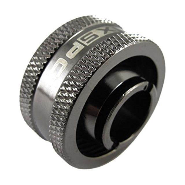 xspc g1/4" to 1/2" id, 3/4" od compression fitting v2 for soft tubing, black chrome