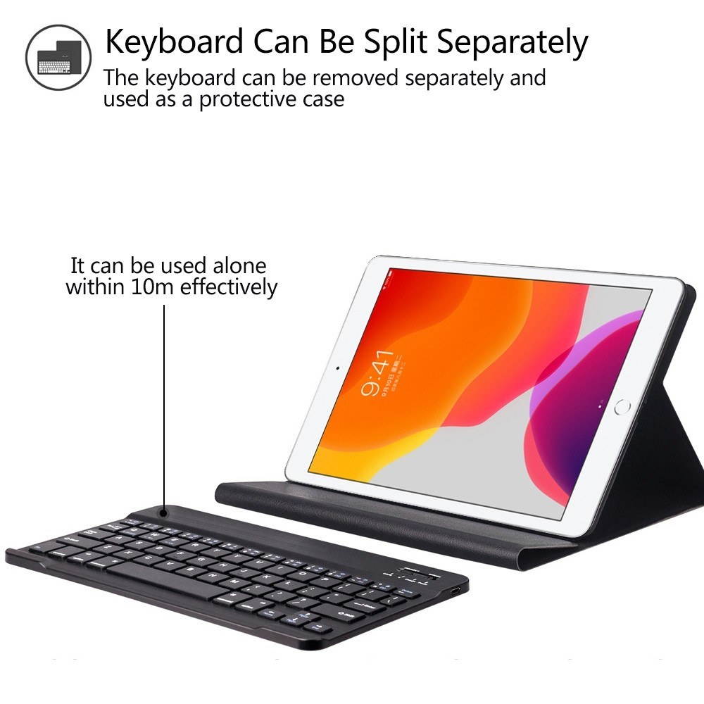 BT3.0 Wireless Keyboard Case iPad Protective Case Detachable Keyboard Case for iPad 10.2(2019) (Rose
